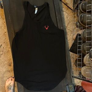Black Bucked Up Tank Top with Red Logo
